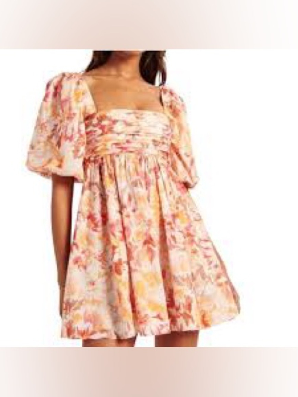 Abercrombie & Fitch | Pink Floral Puff-Sleeve Mini Dress